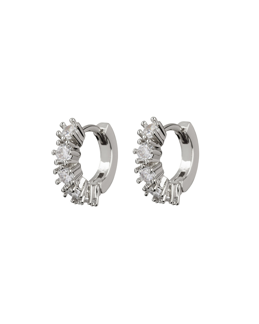 Diamond Bijoux Huggies - Silver - Earrings