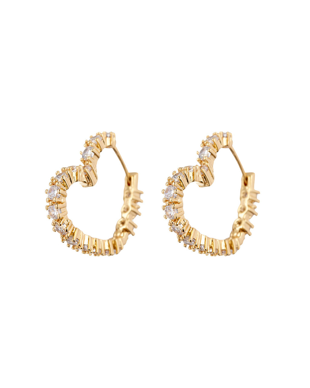 Diamond Heart Bijoux Hoops - Gold