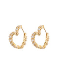 Diamond Heart Bijoux Hoops - Gold