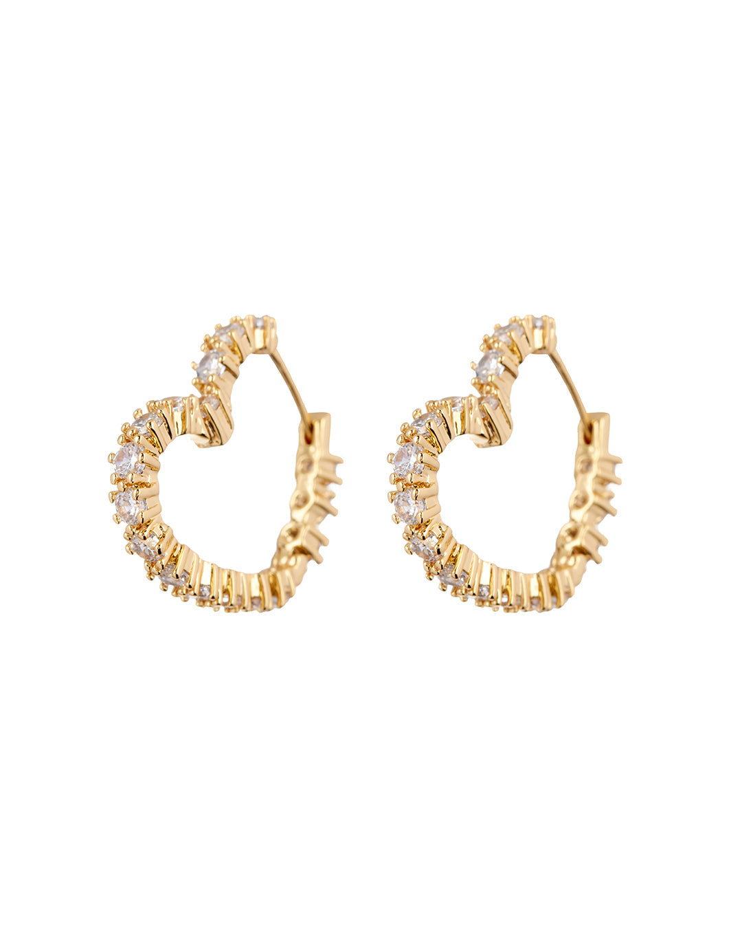 Diamond Heart Bijoux Hoops - Gold