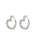Diamond Heart Bijoux Hoops - Silver