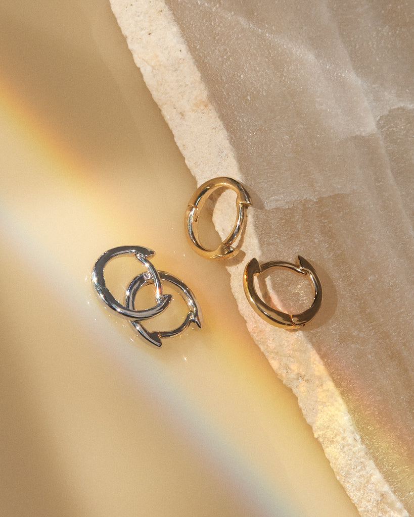 Tiniest Timeless Huggies - Earrings — another angle