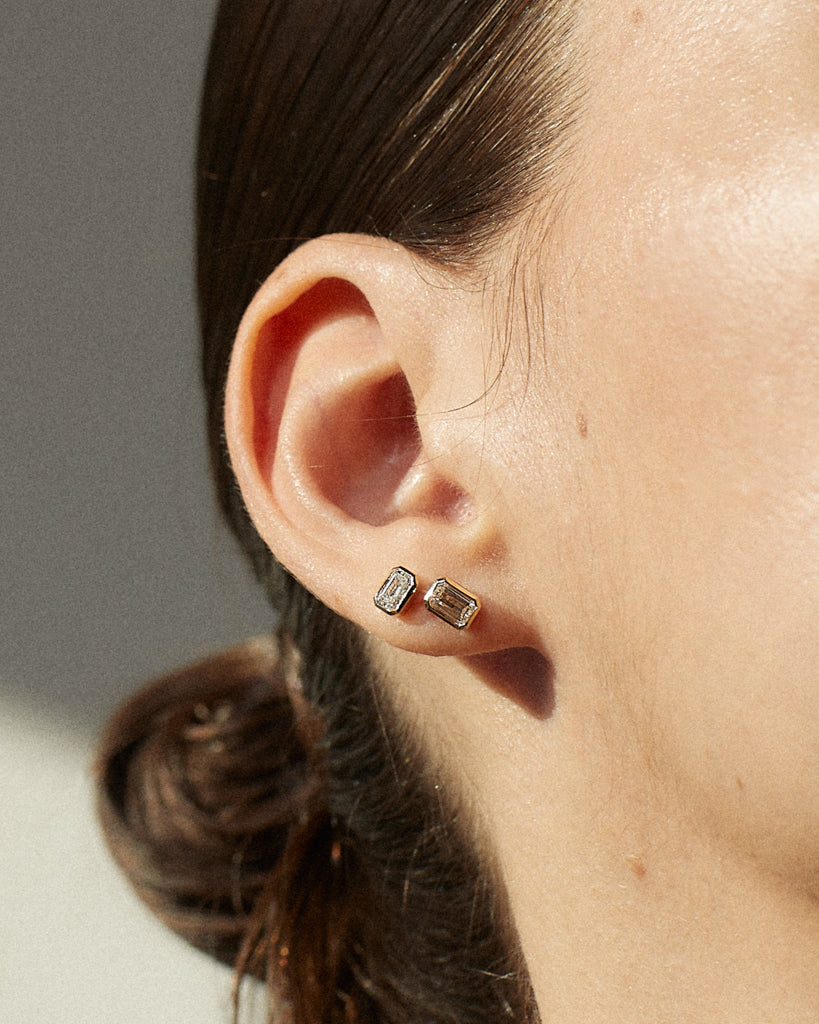 Bella Bezel Studs - Earrings — another angle