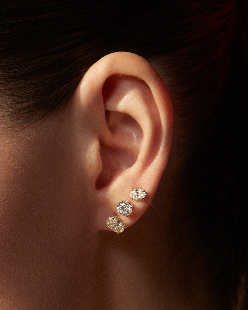 Ultimate Oval Solitaire Studs - Earrings — another angle