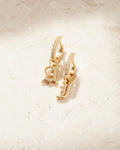 Pavé Metal Hoops with Initial Charms [Old English]