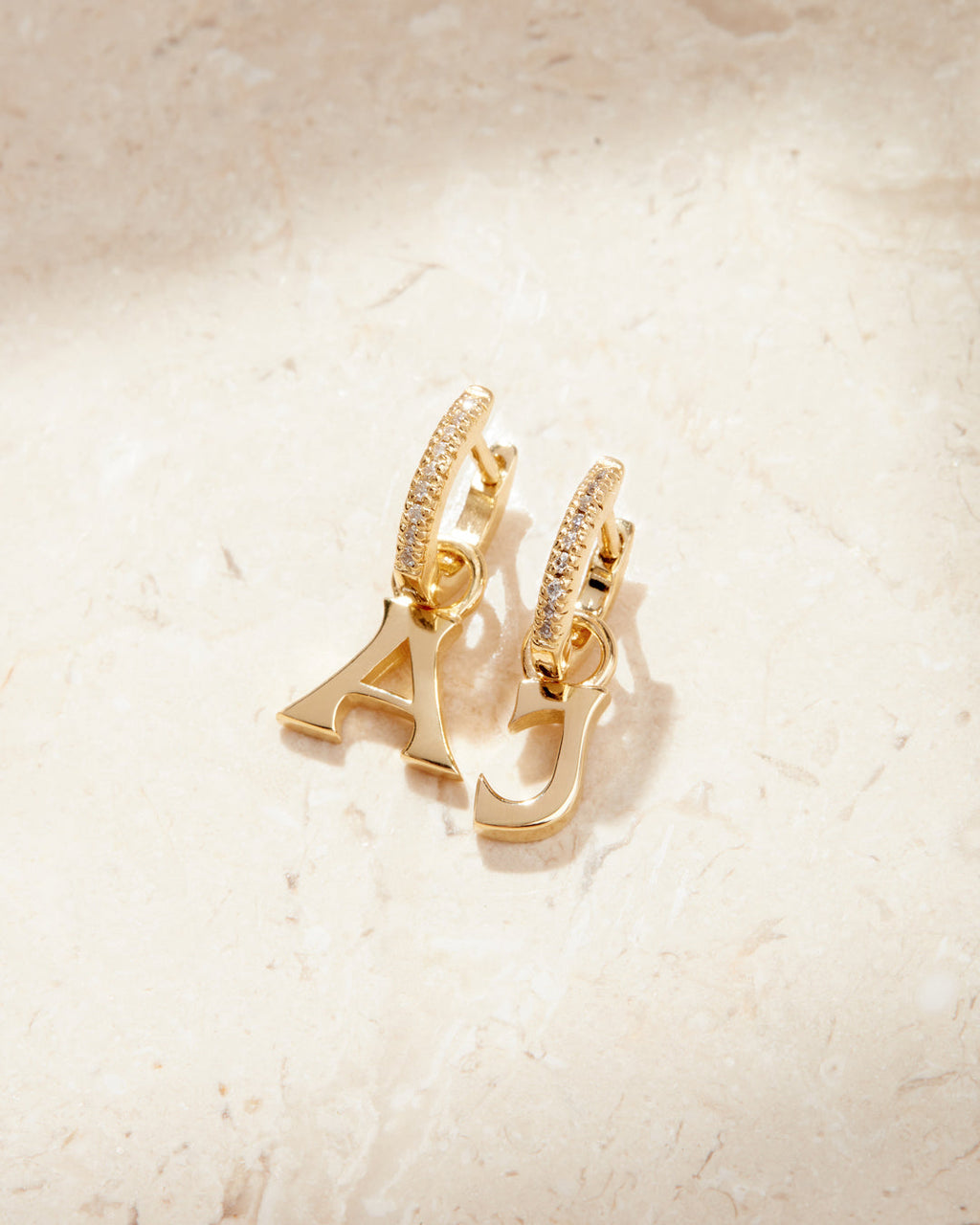 Pavé Metal Hoops with Initial Charms [Vintage]