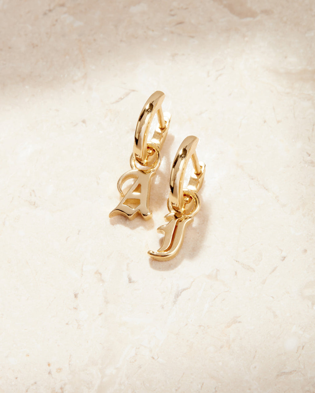 Plain Metal Hoops with Initial Charms [Old English]
