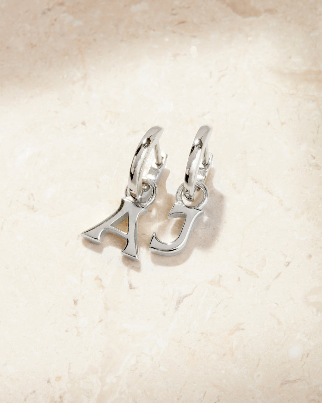 Plain Metal Hoops with Initial Charms [Vintage] — alternate view