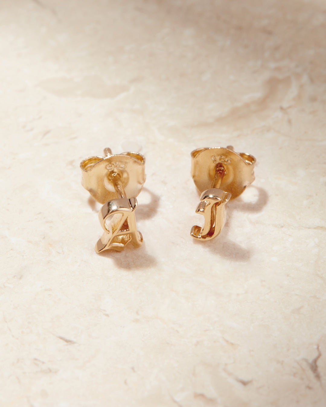 Initial Stud Earrings [Old English]