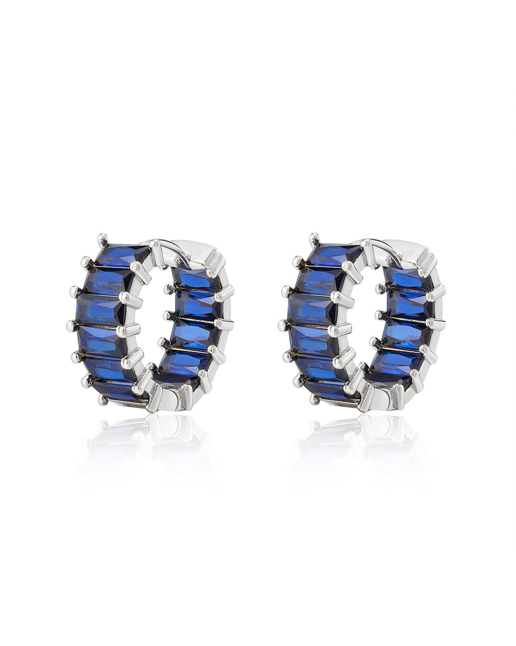 Emerald Ballier Huggies - Blue Sapphire - Silver - Earrings