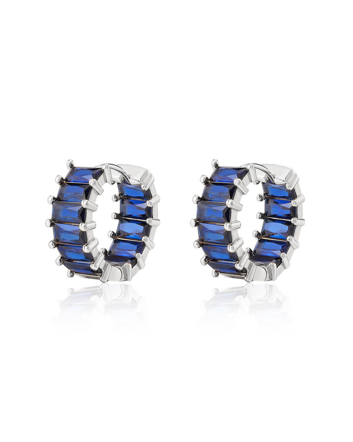 Emerald Ballier Huggies - Blue Sapphire - Silver - Earrings