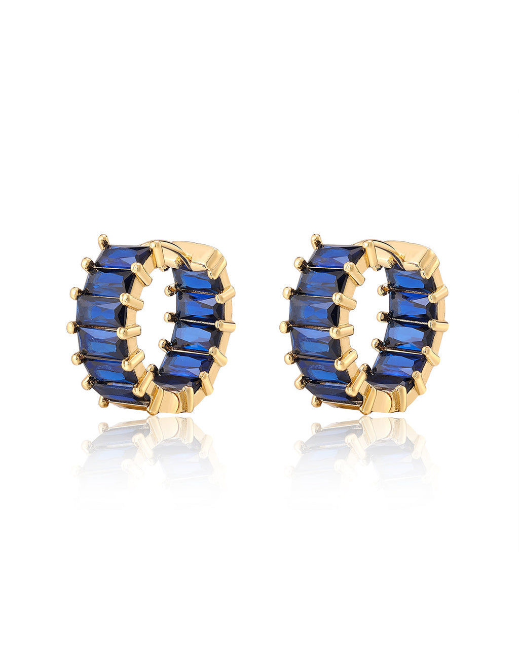 Emerald Ballier Huggies - Blue Sapphire - Gold - Earrings