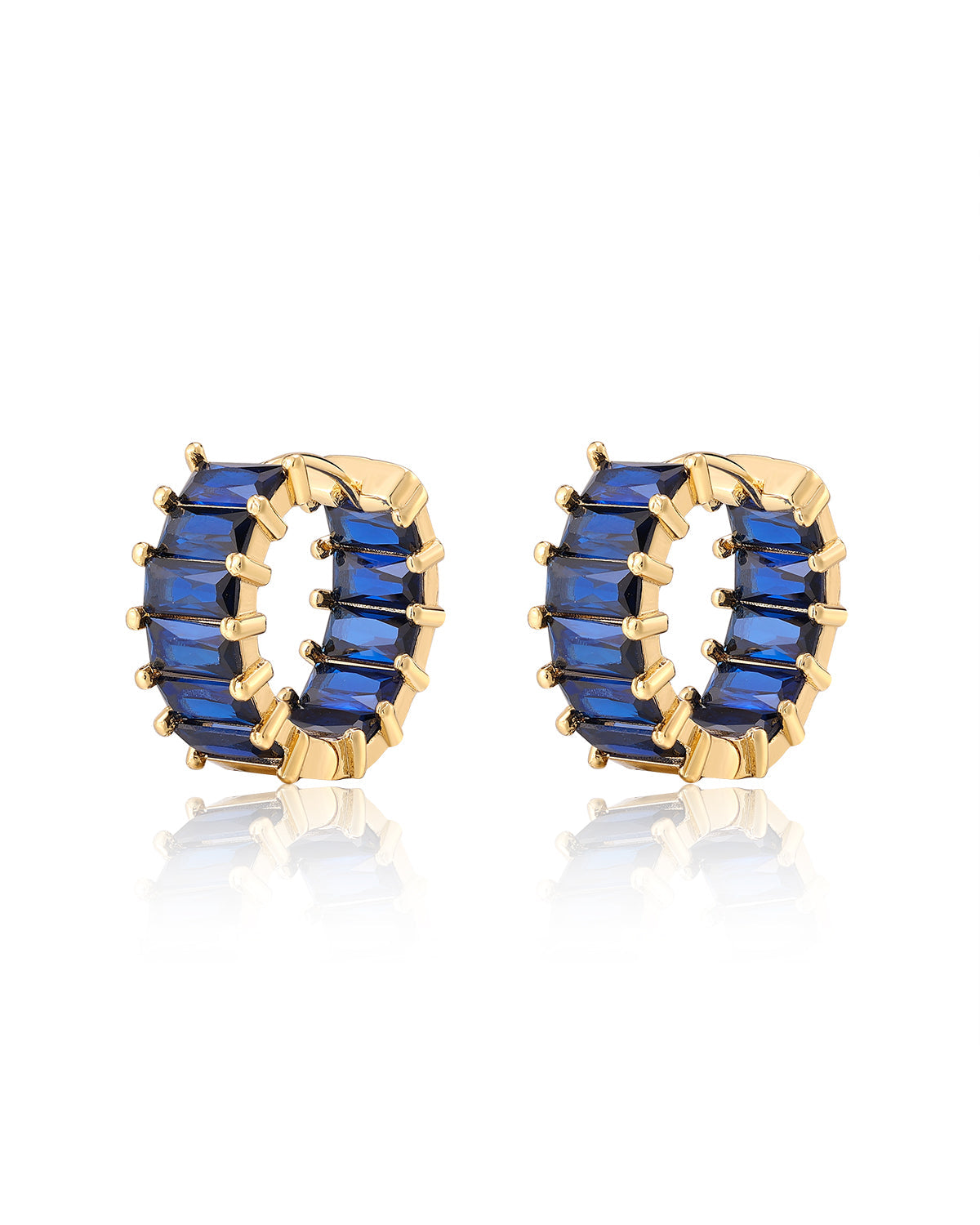 Emerald Ballier Huggies - Blue Sapphire - Gold - Earrings