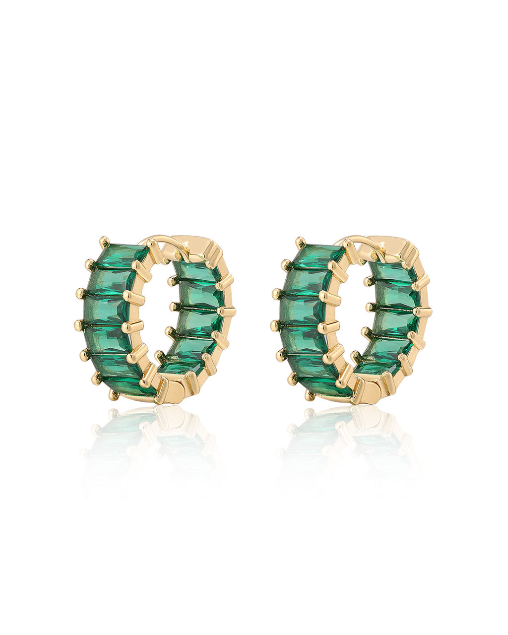 Emerald Ballier Huggies - Emerald Green - Gold - Earrings