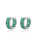 Emerald Ballier Huggies - Emerald Green - Silver - Earrings
