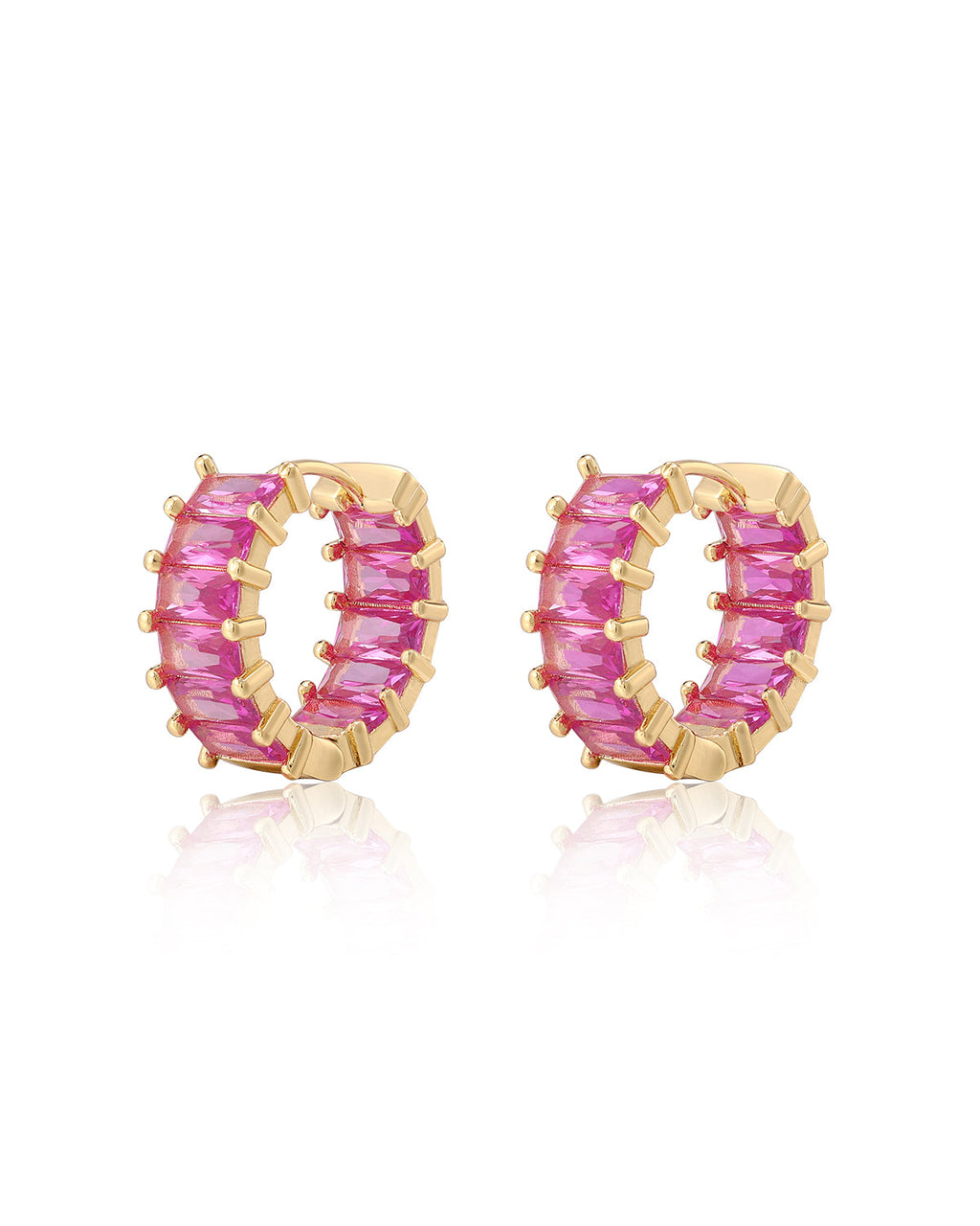 Emerald Ballier Huggies - Pink - Gold - Earrings