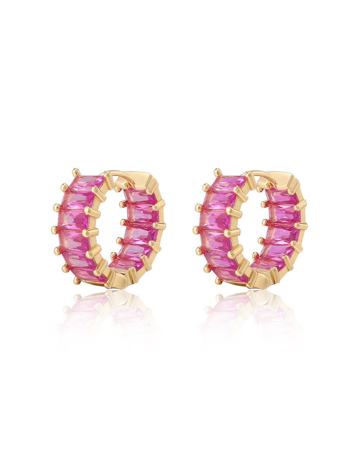 Emerald Ballier Huggies - Pink - Gold - Earrings