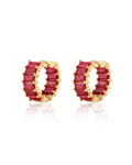 Emerald Ballier Huggies - Ruby Red - Gold - Earrings