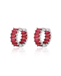 Emerald Ballier Huggies - Ruby Red - Silver - Earrings