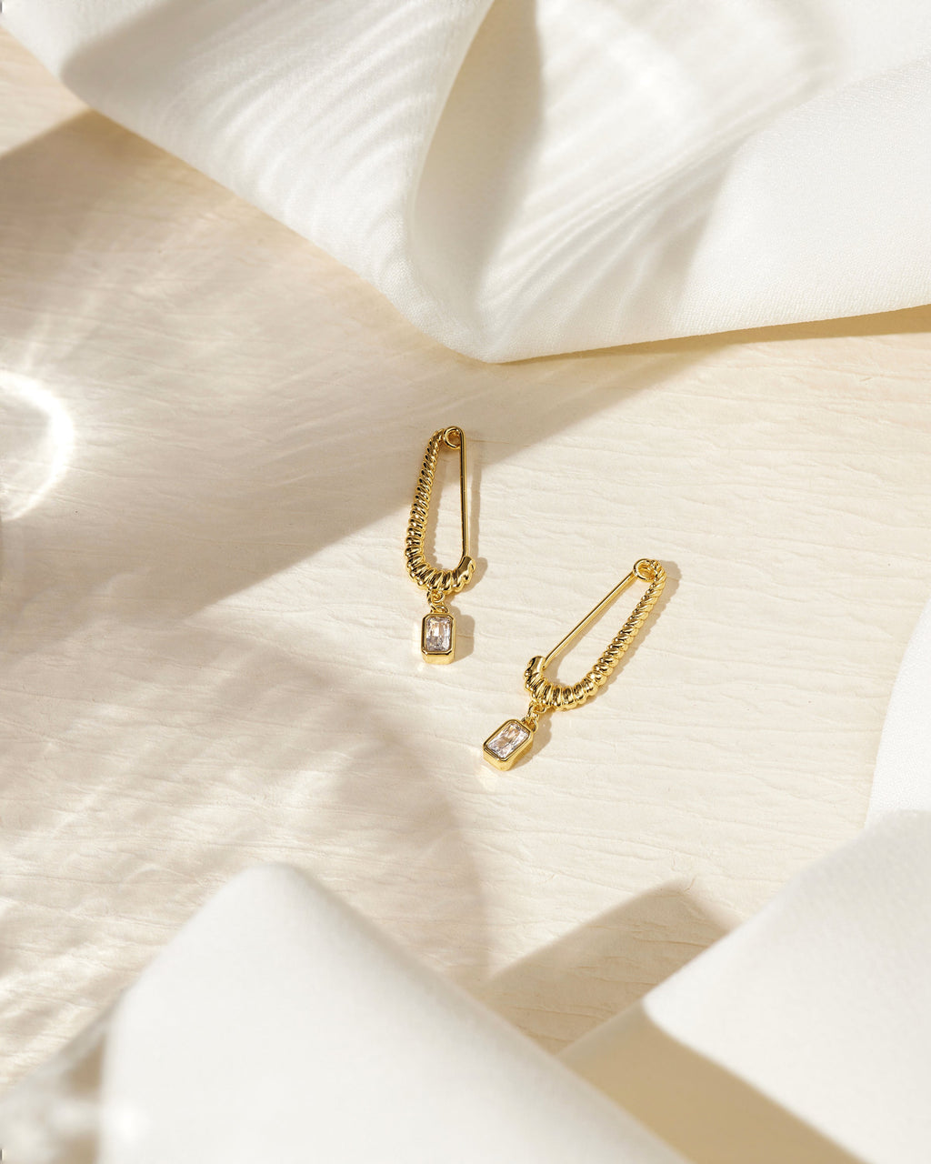 Francois Safety Pin Earrings - Gold — detail view