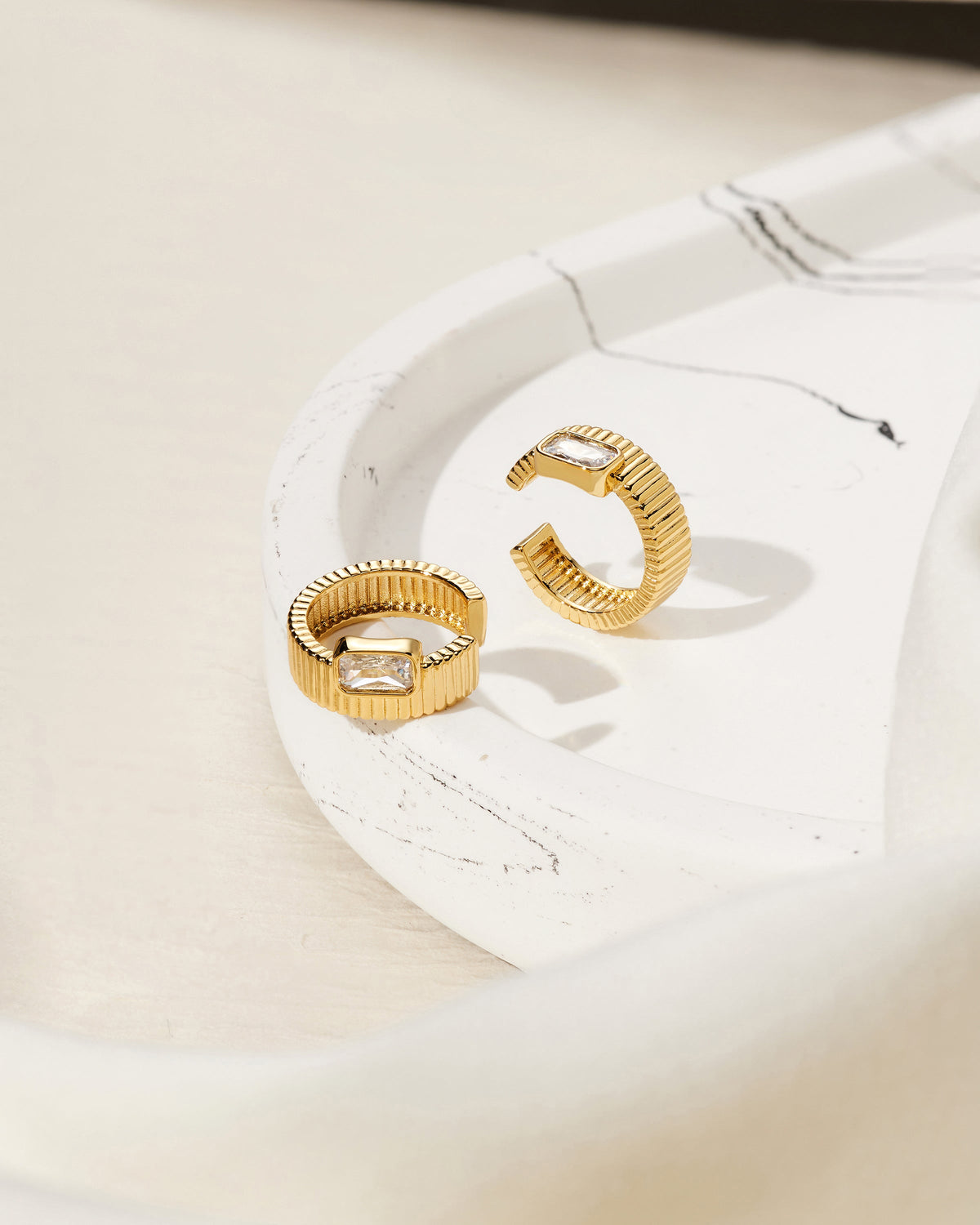 Francois Ridged Ear Cuff - Gold - Earrings — alternate view