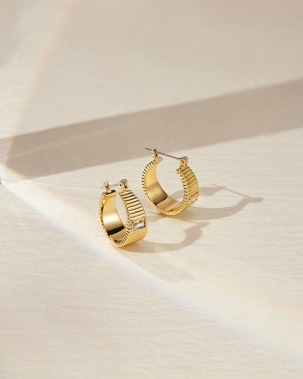 Francois Ridged Hoops - Gold — alternate view