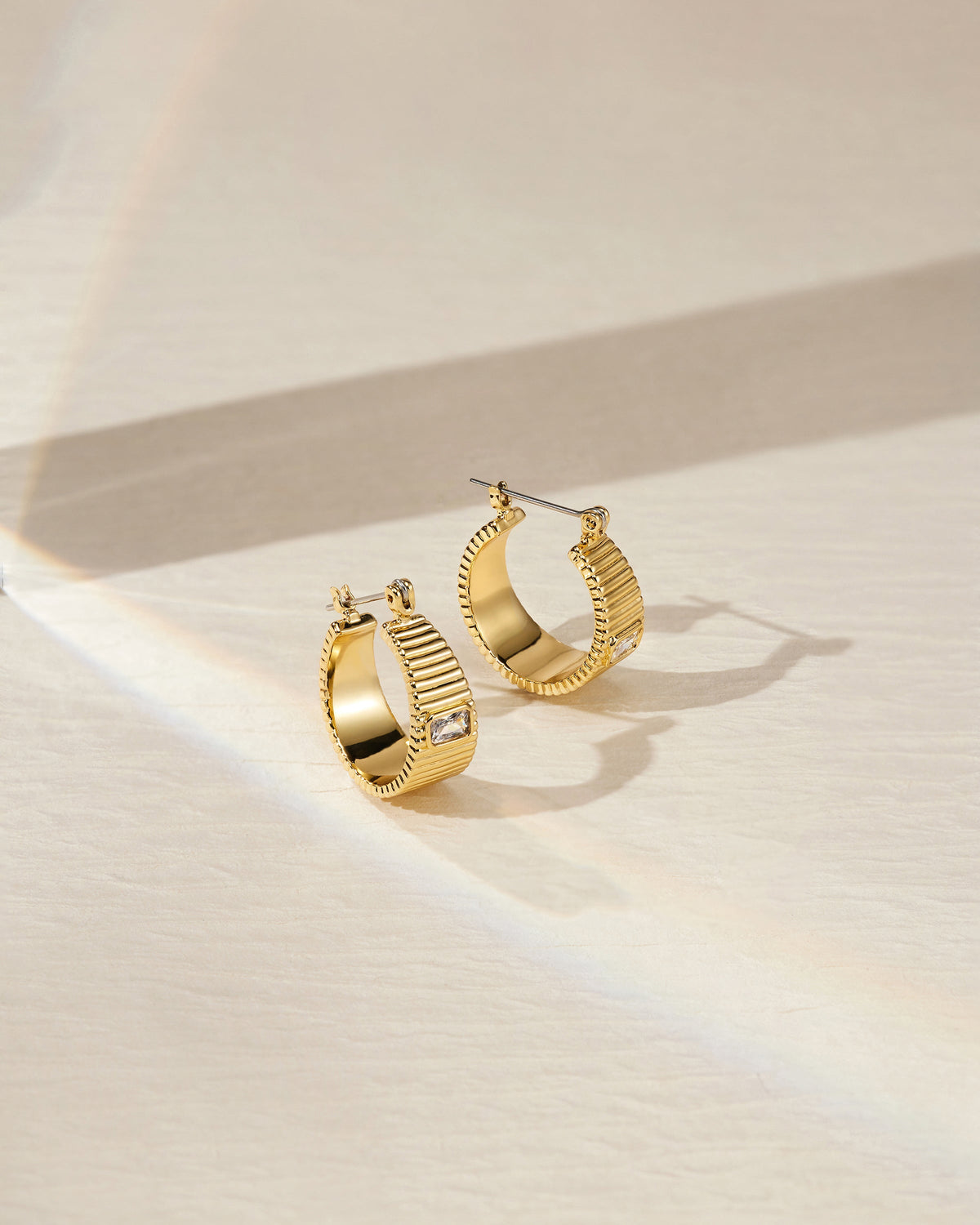 Francois Ridged Hoops - Gold — alternate view