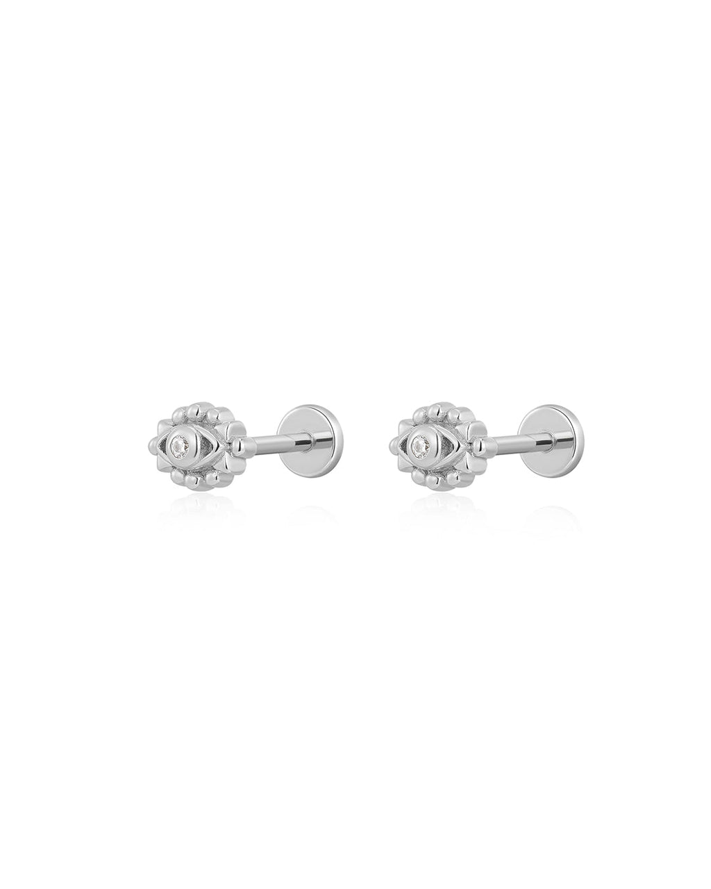 Evil Eye Studs in Silver - Earrings — alternate view