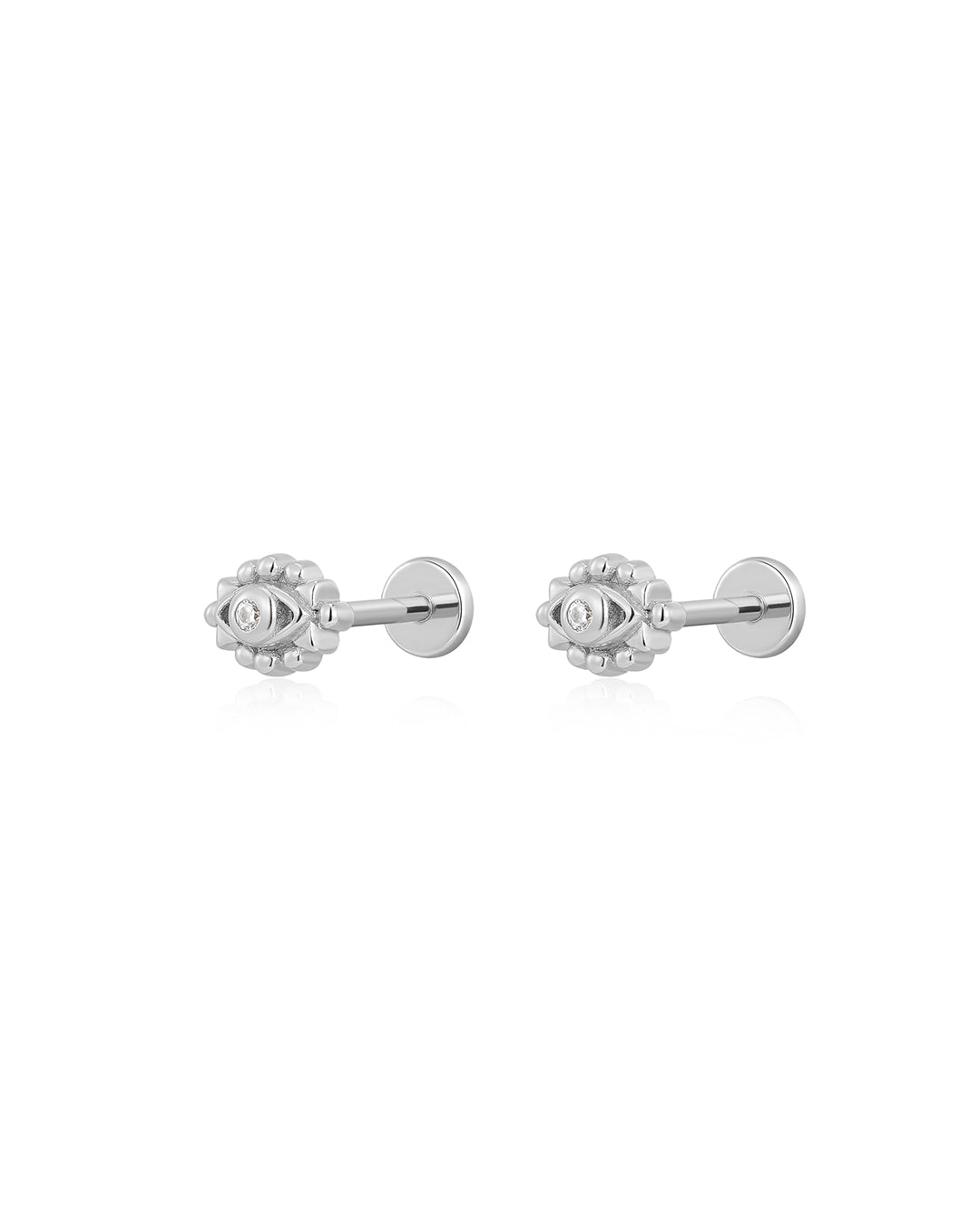Evil Eye Studs in Silver - Earrings — alternate view