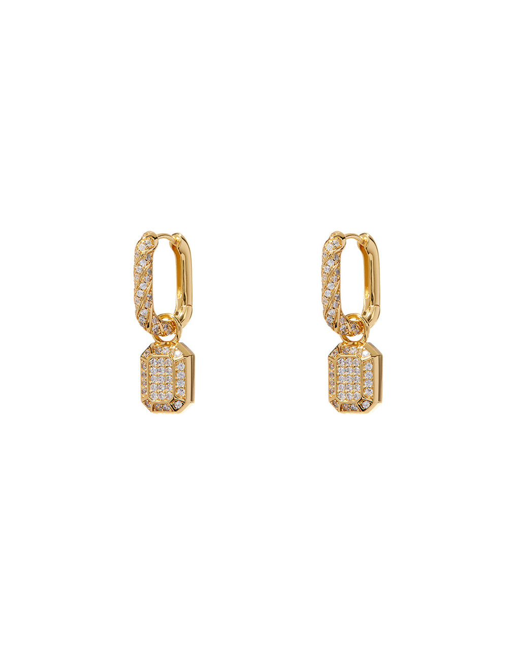 Faceted Diamond Huggies - Gold - Earrings