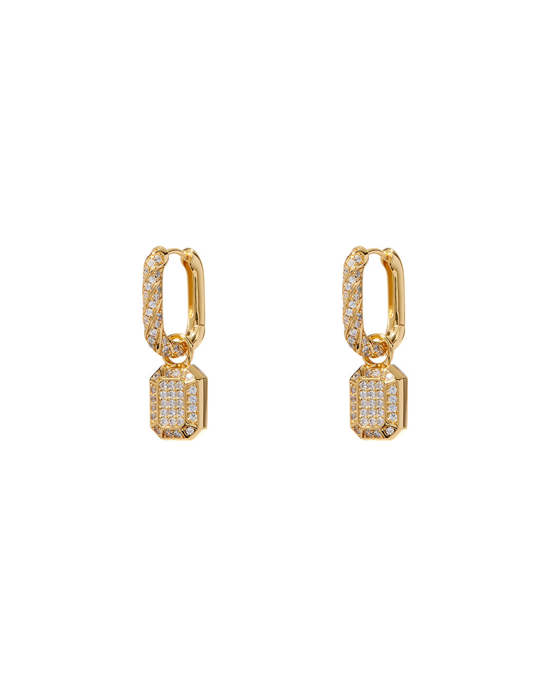 Faceted Diamond Huggies - Gold - Earrings