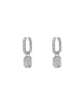 Faceted Diamond Huggies - Silver - Earrings