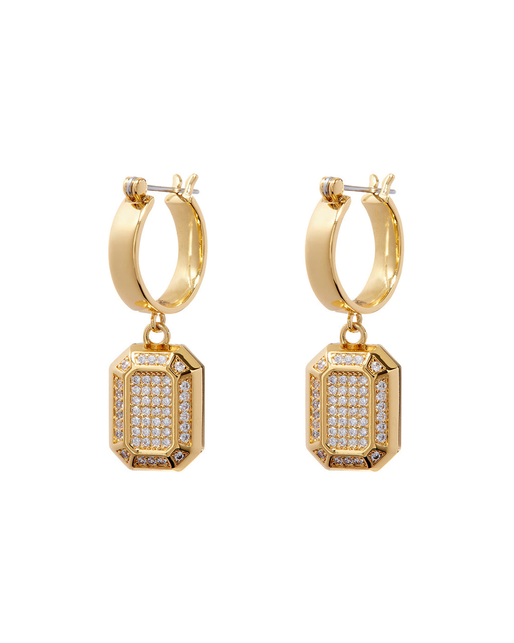 Faceted Diamond Statement Hoops - Gold