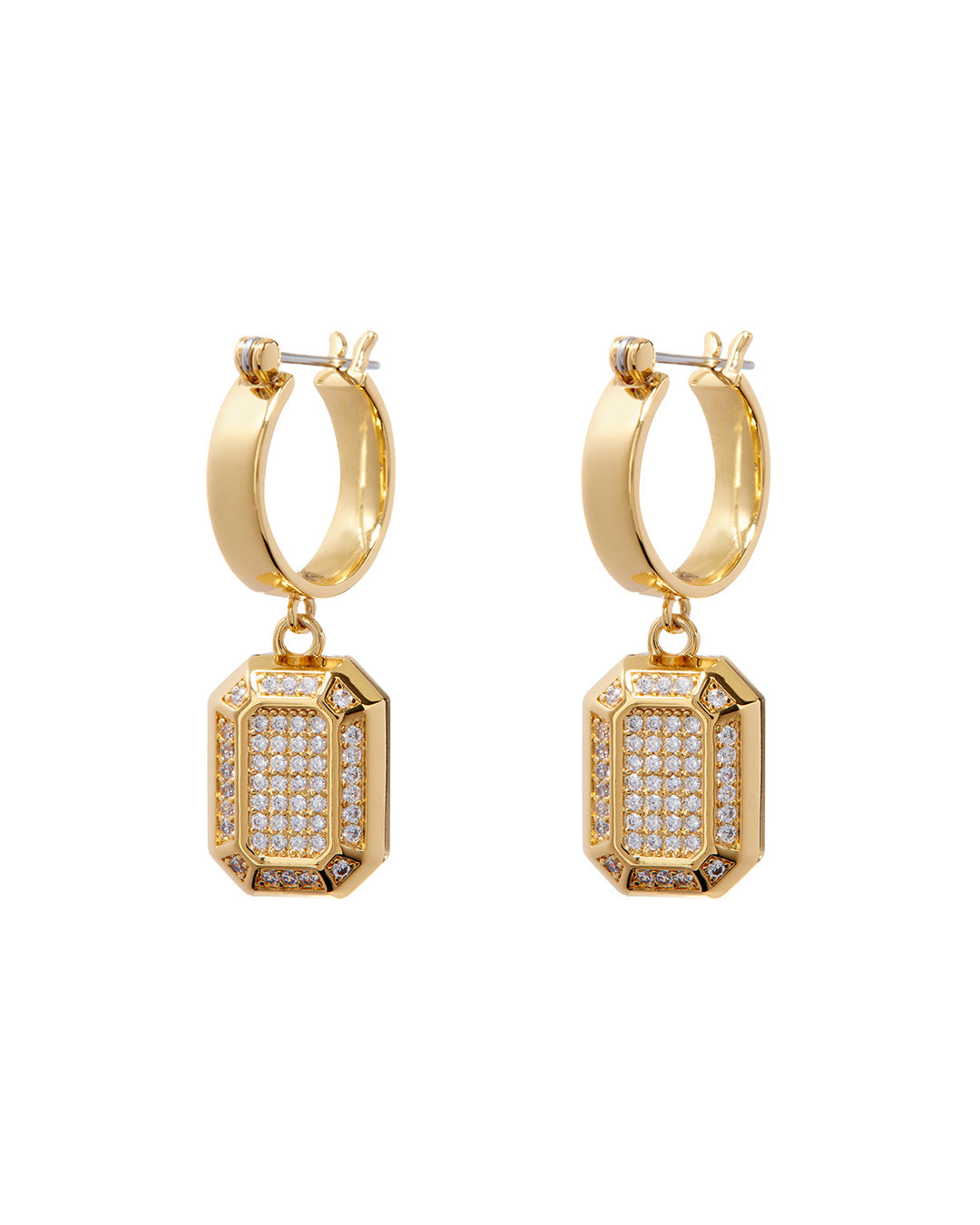 Faceted Diamond Statement Hoops - Gold