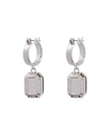 Faceted Diamond Statement Hoops - Silver