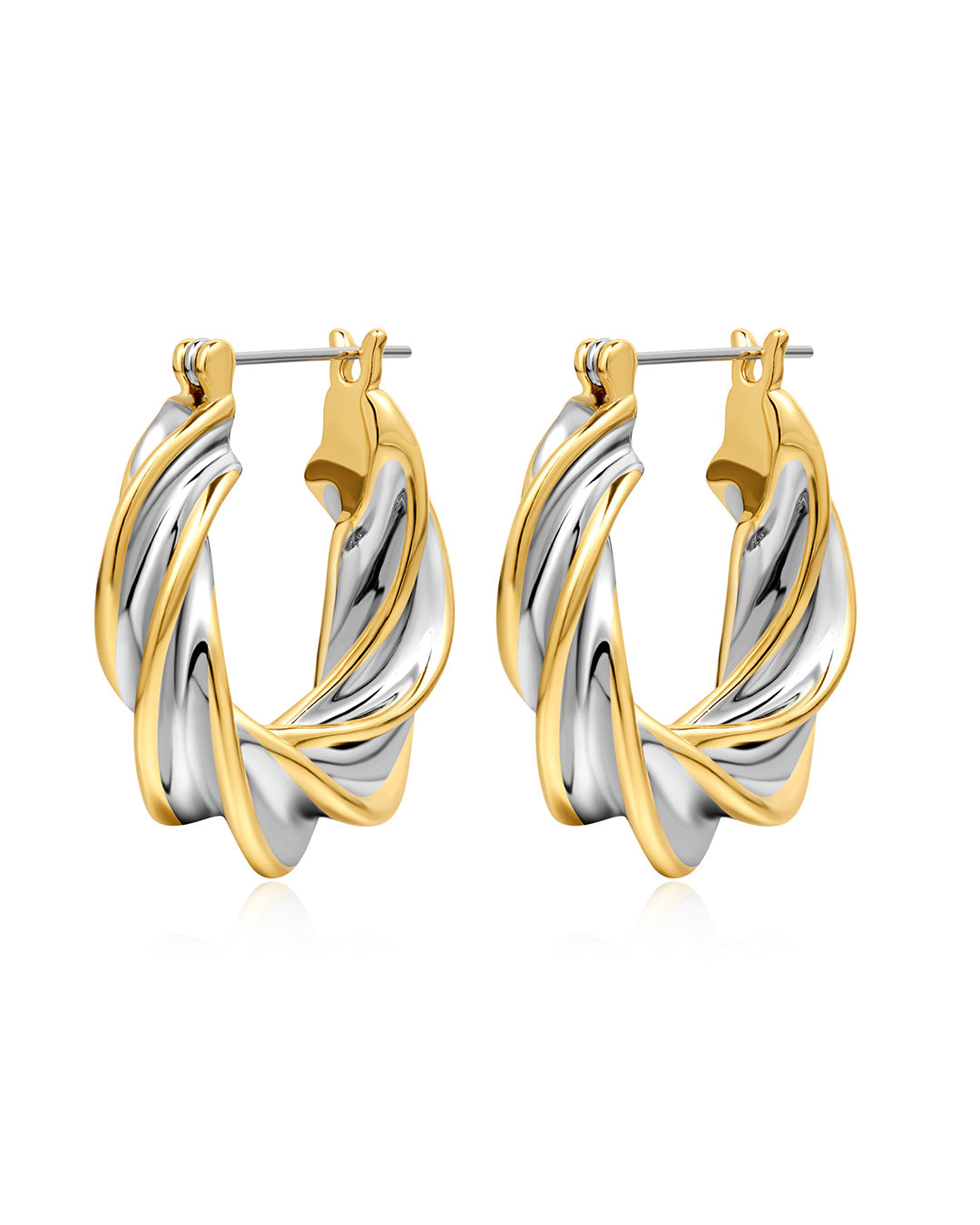 Perry Two-Tone Hoops in Gold