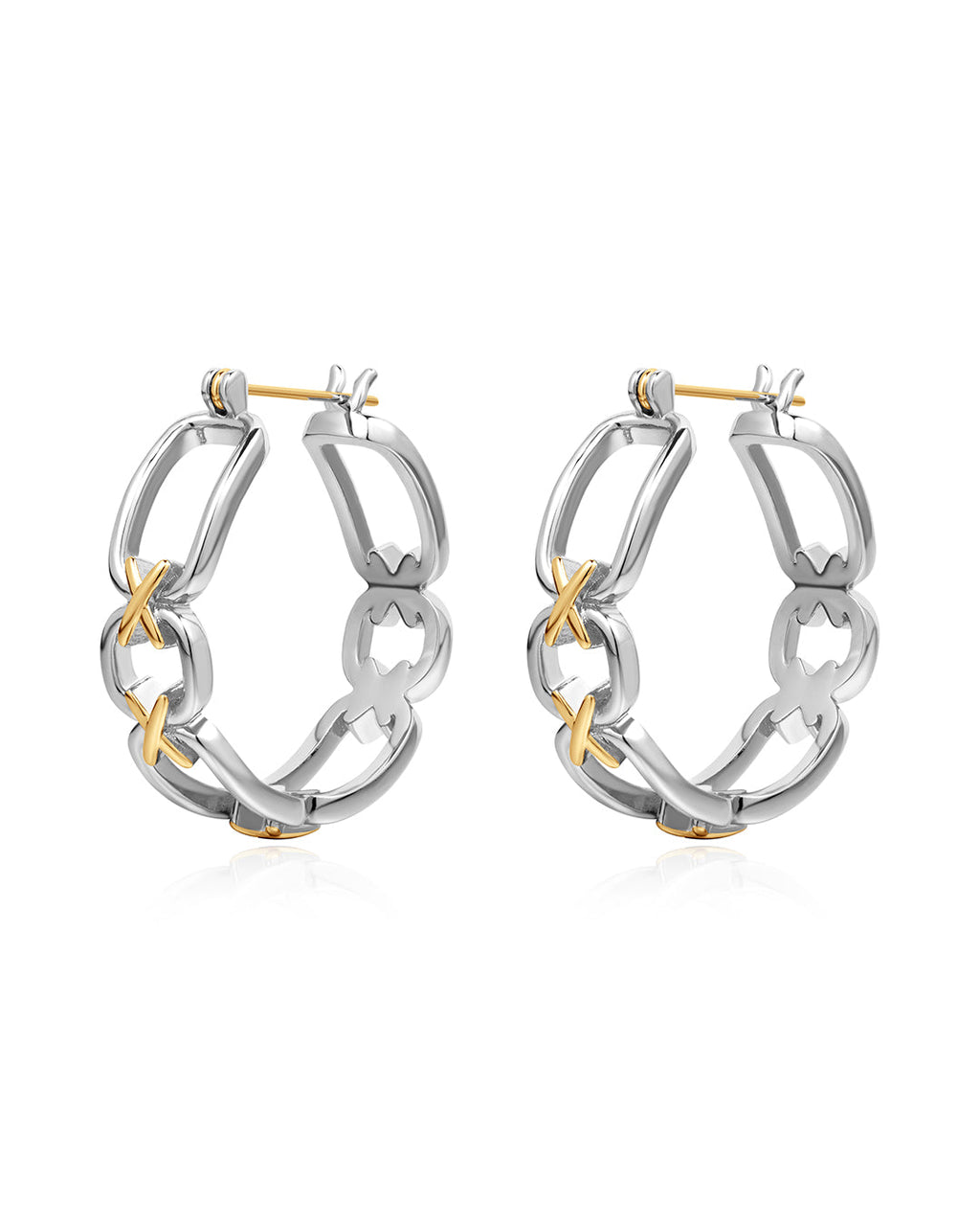 Two-Tone Chain Hoops — alternate view