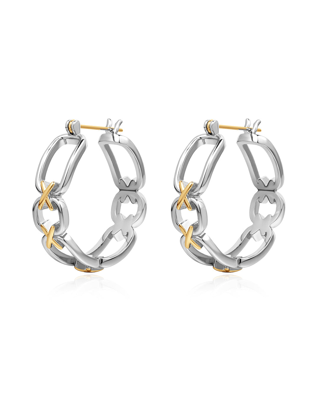 Two-Tone Chain Hoops — alternate view