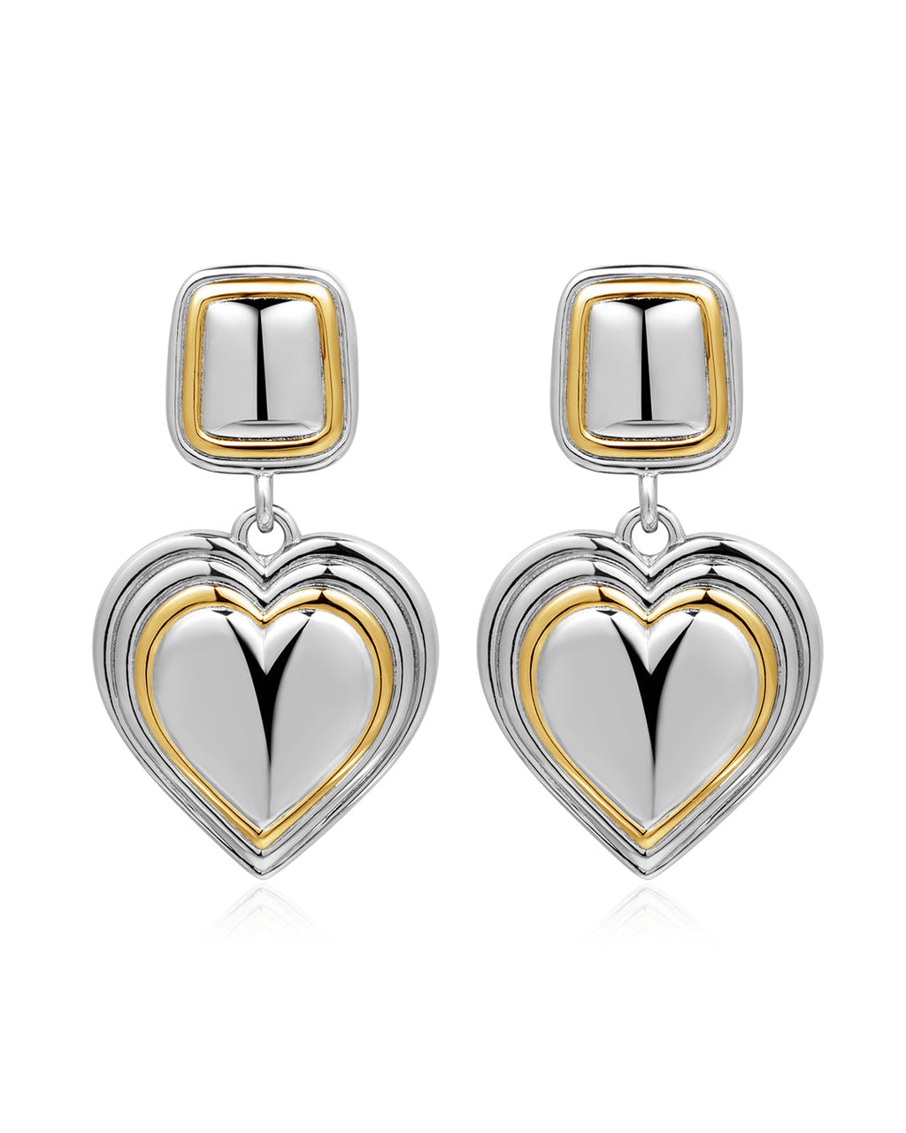 Two-Tone Heart Earrings — alternate view