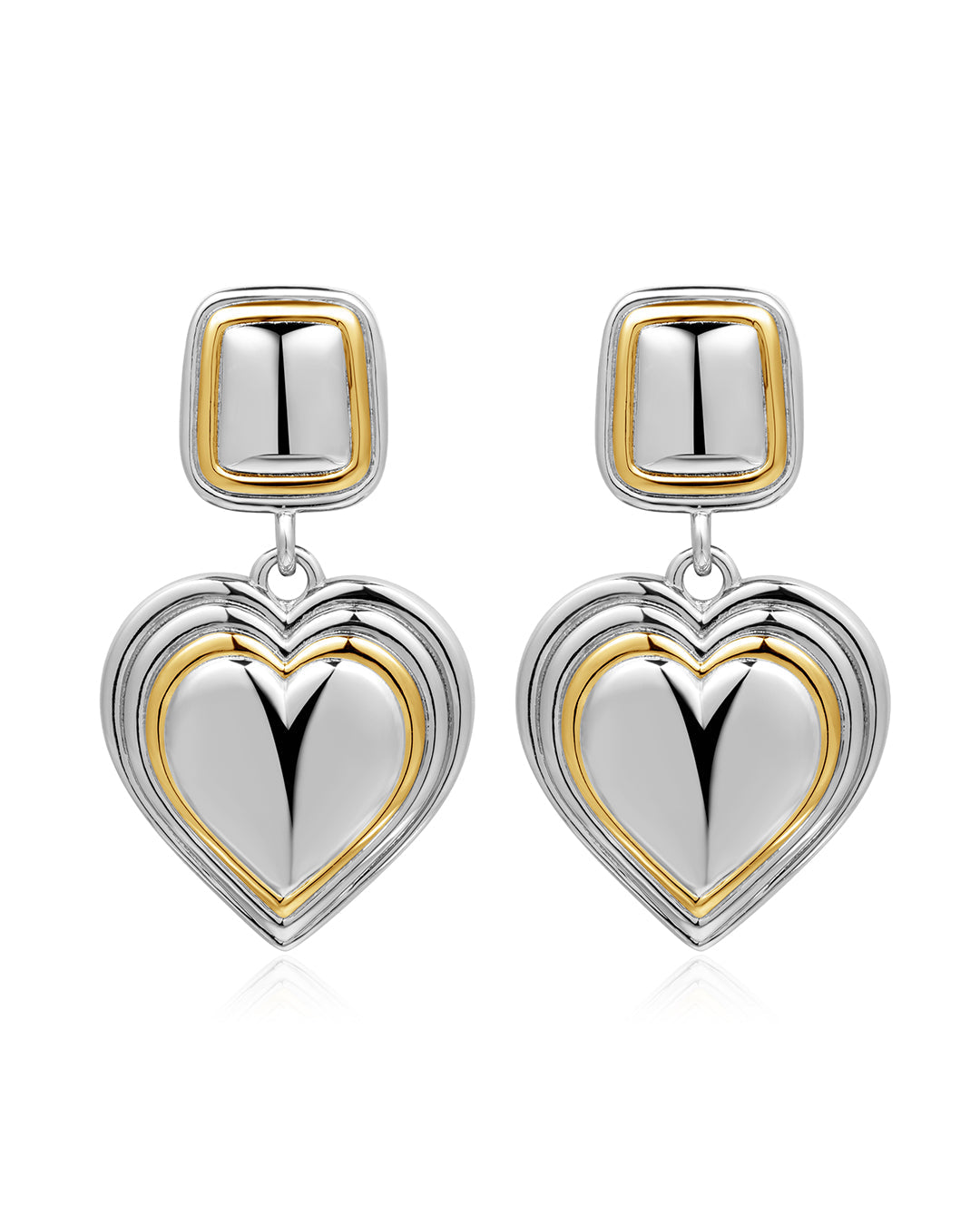 Two-Tone Heart Earrings — alternate view