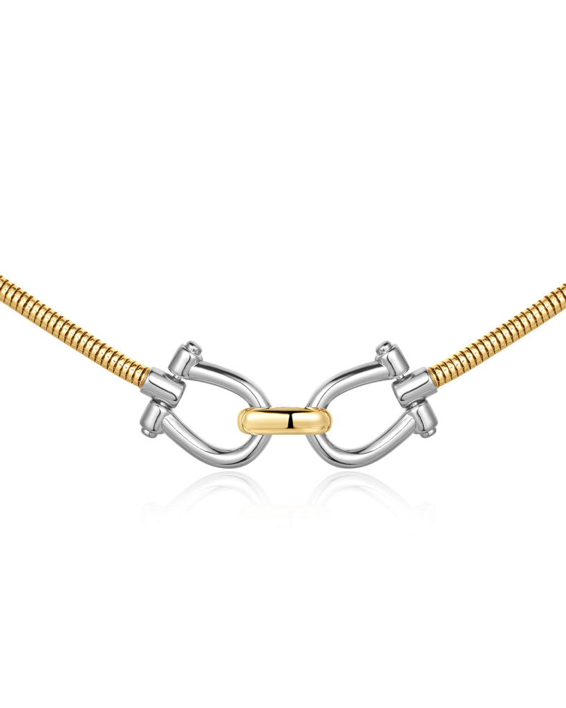 Two-Tone Horsebit Necklace — another angle
