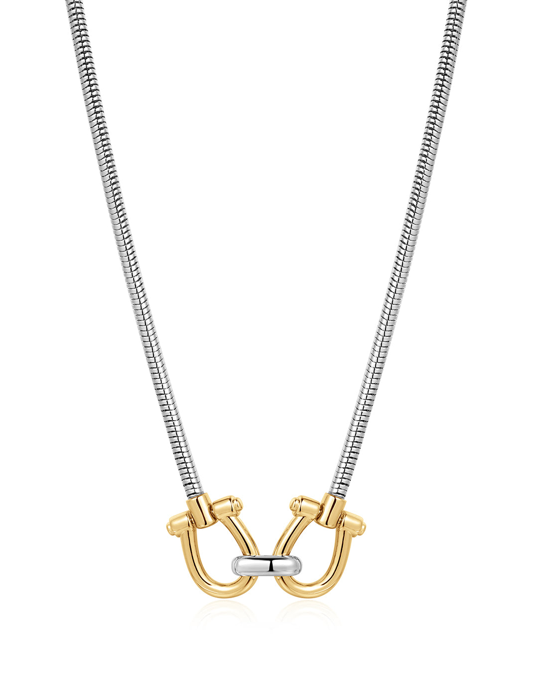 Two-Tone Horsebit Necklace — alternate view