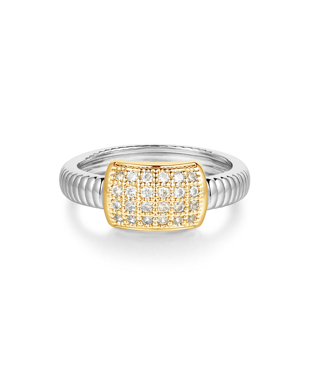 Pavé Dome Snake Chain Ring — alternate view