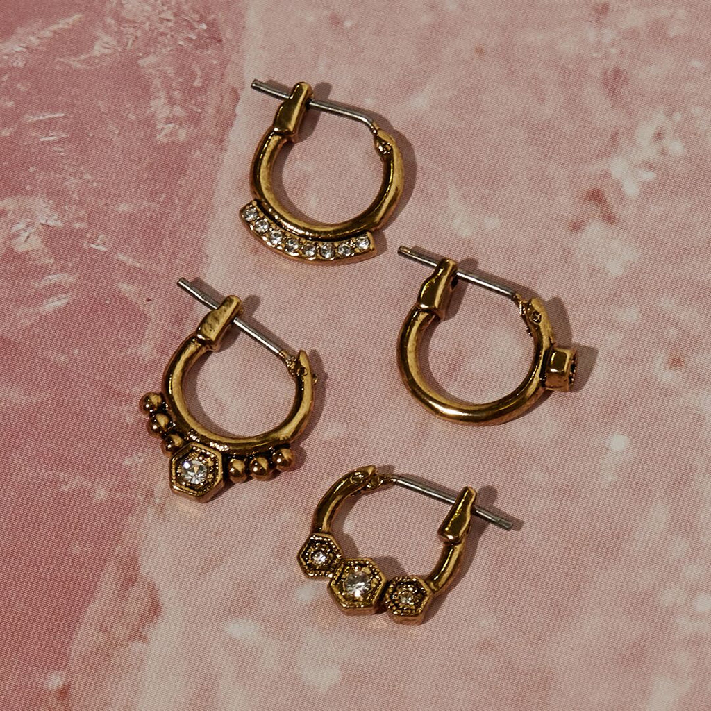 Full Bloom Hoop Earring Set - Silver — another angle