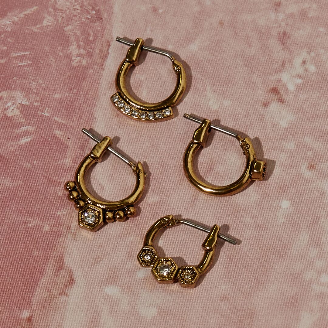 Full Bloom Hoop Earring Set - Rose Gold — alternate angle
