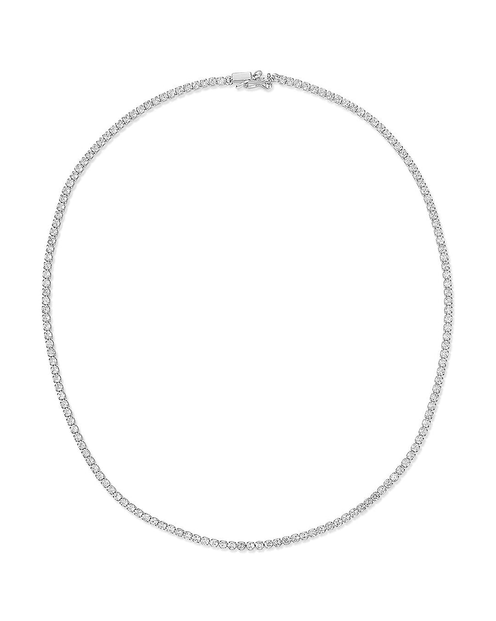 Prong-Set Tennis Necklace - Silver