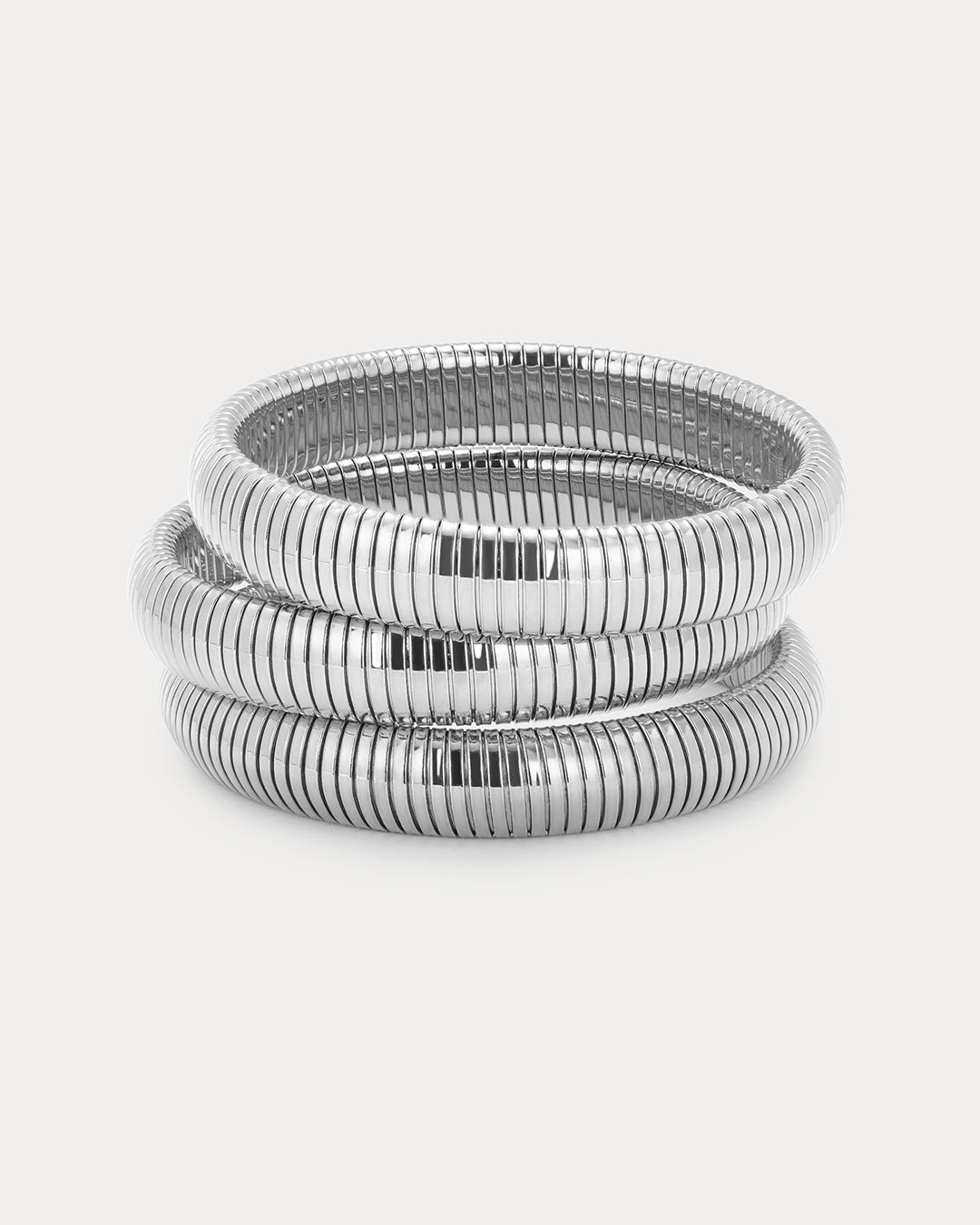 Flex Snake Chain Bracelet- Set of 3 (12mm wide) - Silver