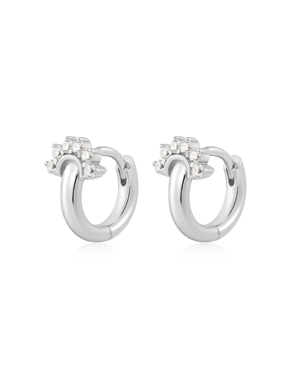 Flare Huggies in Silver - Earrings — alternate view