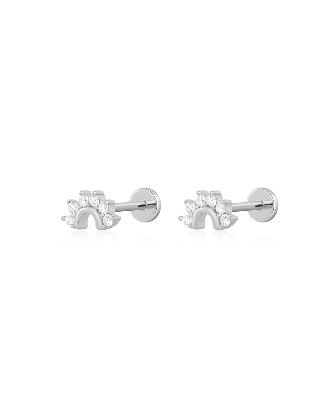Pavé Flare Studs in Silver - Earrings — alternate view