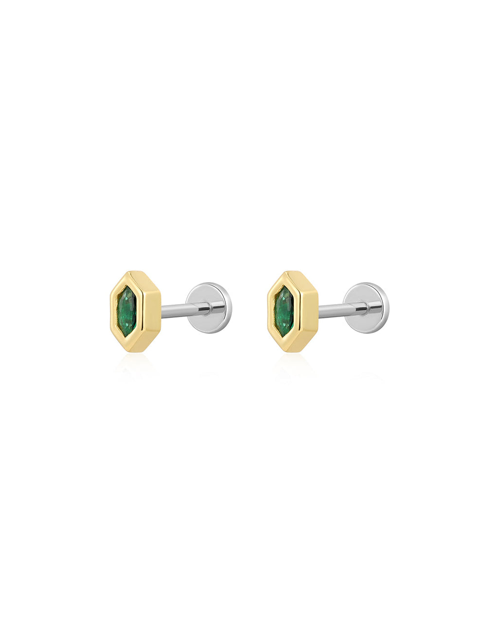 Geo Stone Bezel Studs in Gold - Earrings